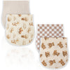 Hahafelt 4 Pcs Bear Baby Burp Cloths 100% Cotton Absorbent & Soft Burping Cloth Newborn Towel 2-in-1 Large Size Baby Spit up Bur