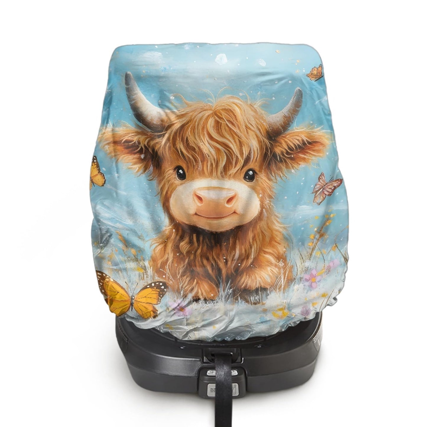 NDISTIN Highland Cow Baby Car Seat Sun Shade Cover Infant Car Seat Sun and Sleep Shade Cover Breathable Toddler Car Seat Cover P