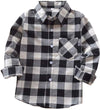 Kids Little Boys Girls Baby Red Plaid Flannel Long Sleeve Button Down Flannel Shirt Plaid Tops Girl Boy Clothes (12-18 Months, B