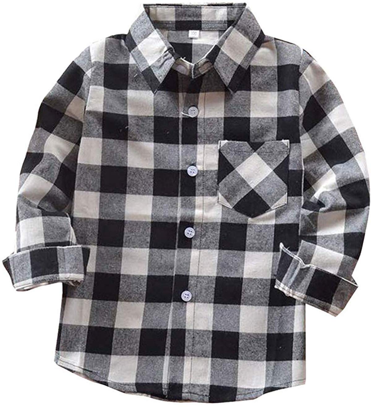 Kids Little Boys Girls Baby Red Plaid Flannel Long Sleeve Button Down Flannel Shirt Plaid Tops Girl Boy Clothes (18-24 Months, B