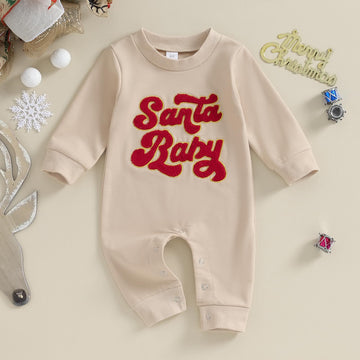 Fybitbo Infant Baby Boy Girl Clothing Santa Long Sleeve Jumpsuit Romper Onesie Cute Newborn Christmas Outfit Winter Clothes (Kha