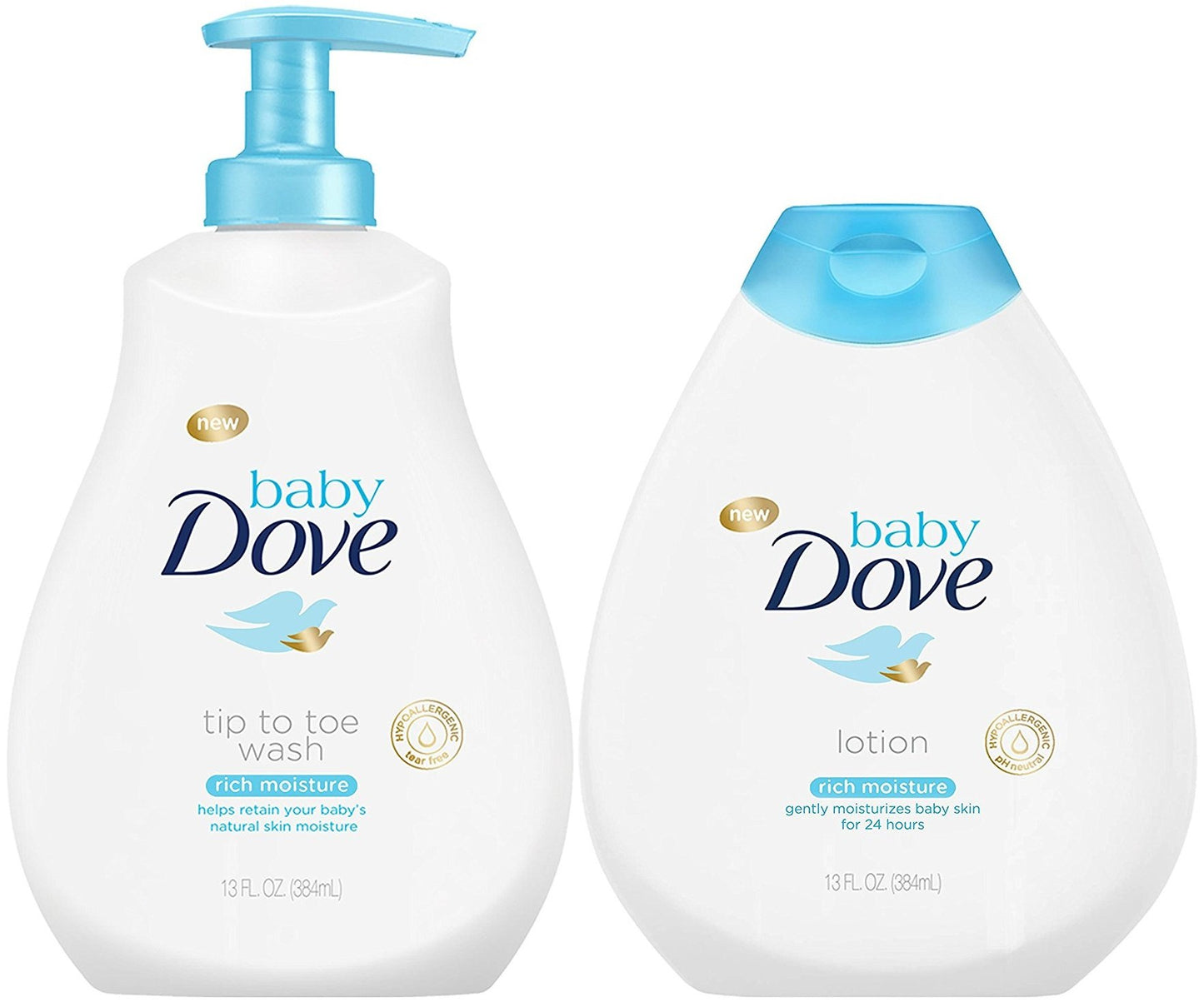 Baby Dove Rich Moisture Bundle, Tip to Toe Wash and Lotion, 13 Ounce Each
