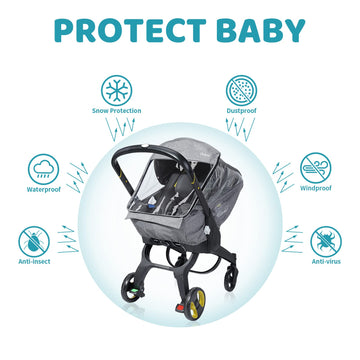 Universal Car Seat Rain Cover,Weather Shield For Infant Car Seat With Storage Bag,Side Ventilation & Handle Opening,Necessary Pr