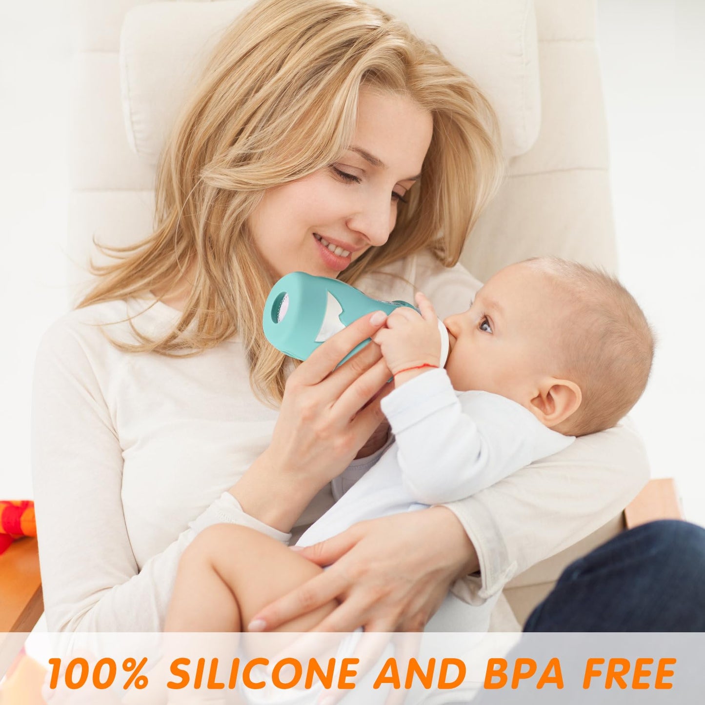 Silicone Sleeves For Avent Glass Natural Baby Bottle,4 Pack Bottles Shatter Proof Bottle Covers,Anti Flow Holder Compatible Baby