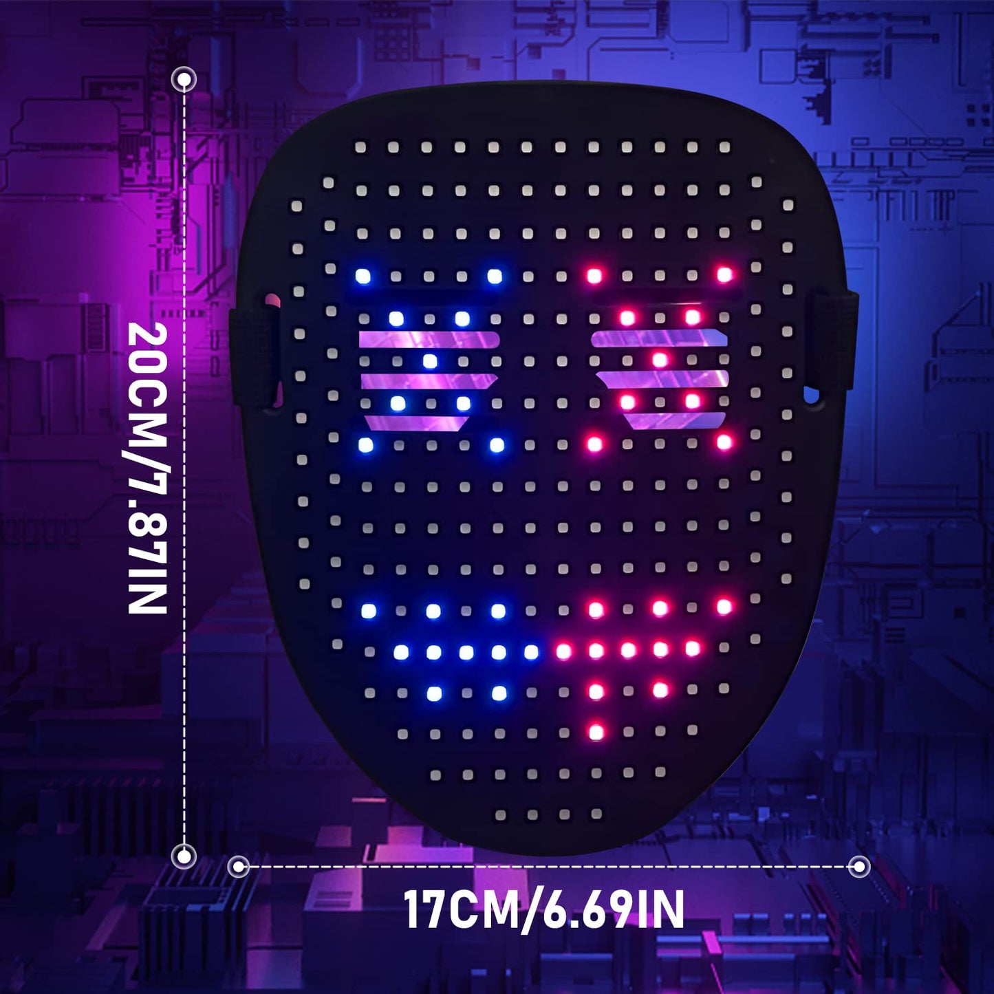 Depointer Life Led Mask With Gesture Sensing,Unisex Led Lighted Face Transforming Mask For Costume Cosplay Party Masquerade