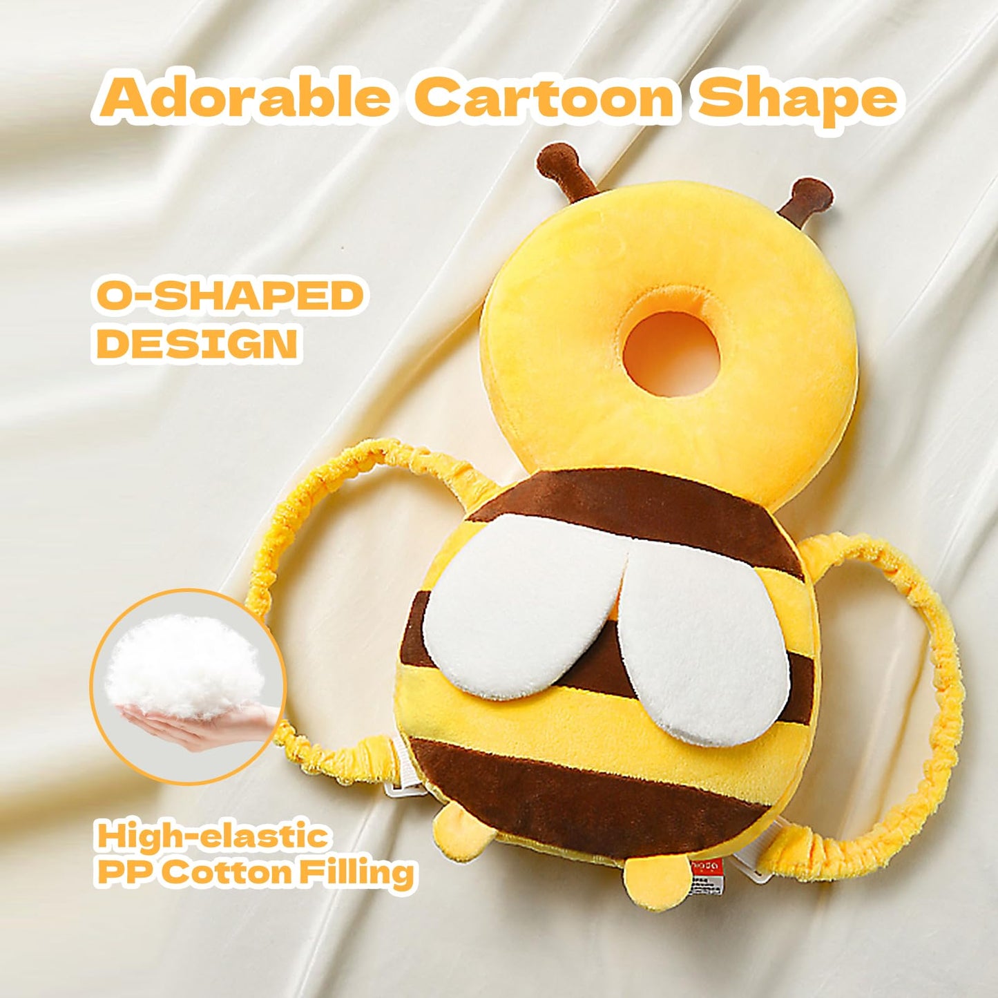 Grnstf Baby Toddler Head Protector, Baby Head Protection Backpack, Adjustable(Bee)