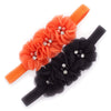 My Lello Girls Flower Headbands Toddler Fabric Beaded Trio Stretchy Elastic Pair (Black/Orange)