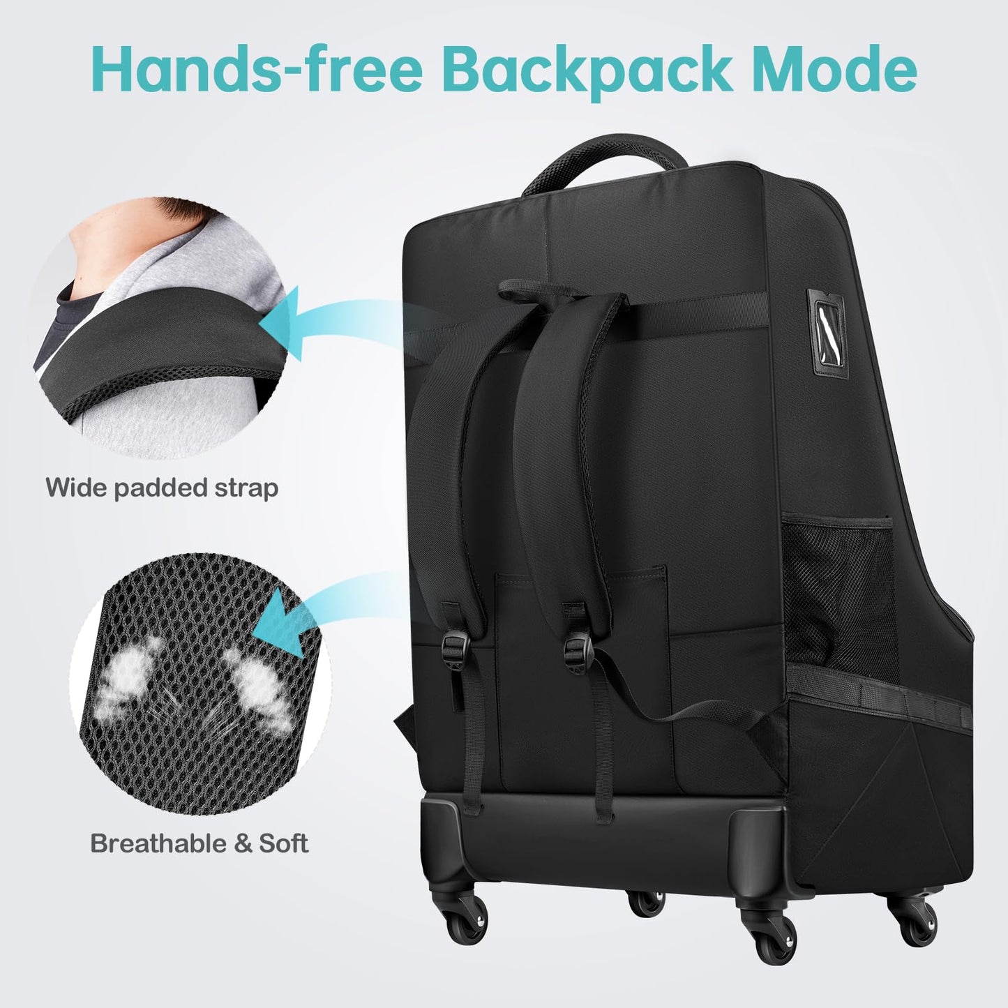 Yorepek Padded Car Seat Travel Bag For Airplane With Wheels,Heavy Duty Carseat Bags For Air Travel,Rolling Airport Gate Check Ba