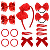Deeka Hair Accessories, 15 Pieces Uniform Hair Bows, Hair Clips, Headband, Hair Ties Set For Little Toddler School Girls - Red
