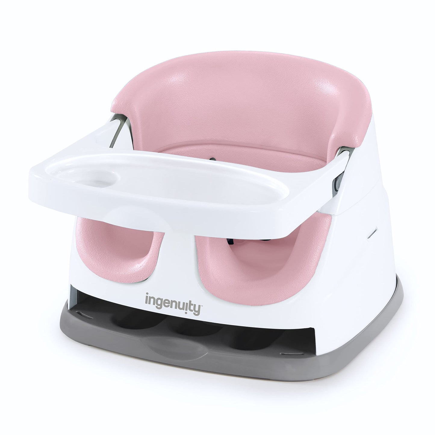 Ingenuity Baby Base 2-In-1 Booster Feeding And Floor Seat With Self-Storing Tray - Peony