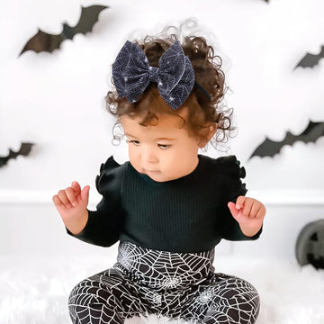 Yanjie Halloween Bows For Baby Girls Elastic Nylon Headbands Toddler Girls Spider Hair Bows Ghost Hair Halloween Accessories New