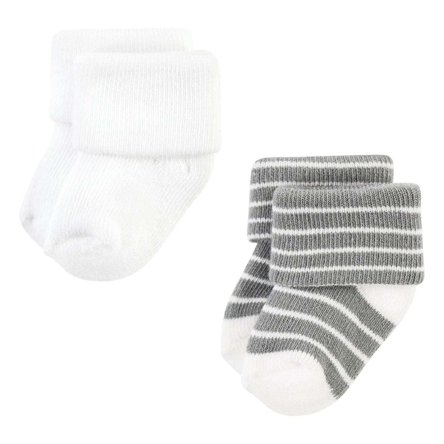Hudson Baby Unisex Baby Cotton Rich Newborn And Terry Socks, Gray Stripe 12 Pack, 0-6 Months