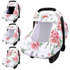 Baby Carseat Cover Girls, Pea Pod Floral Infant Car Seat Covers Canopy for Newborn with 2 Layers Windows of Breathable Mesh/Fabr