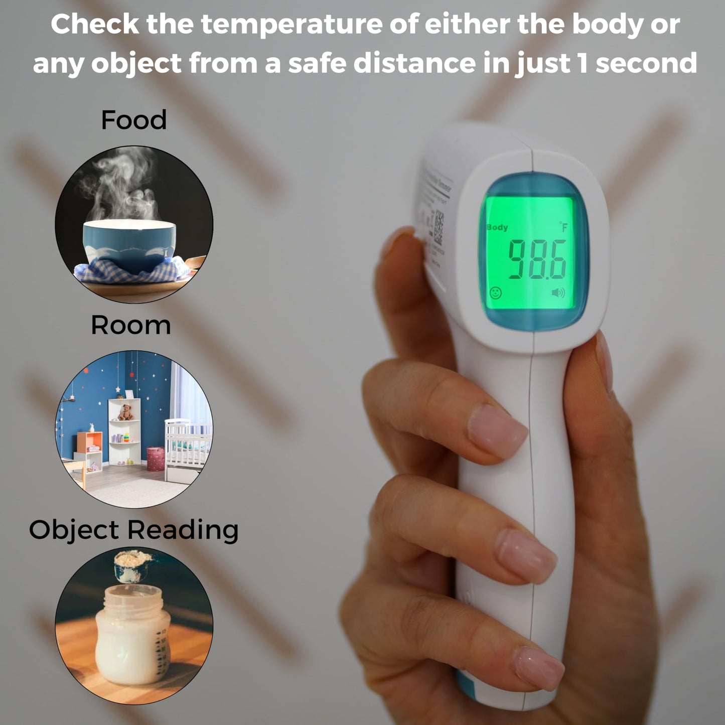 No Touch Thermometer For Baby, Kids, & Adults, Touchless Infrared Thermometer With High Fever Indicator, Non Contact Forehead Di