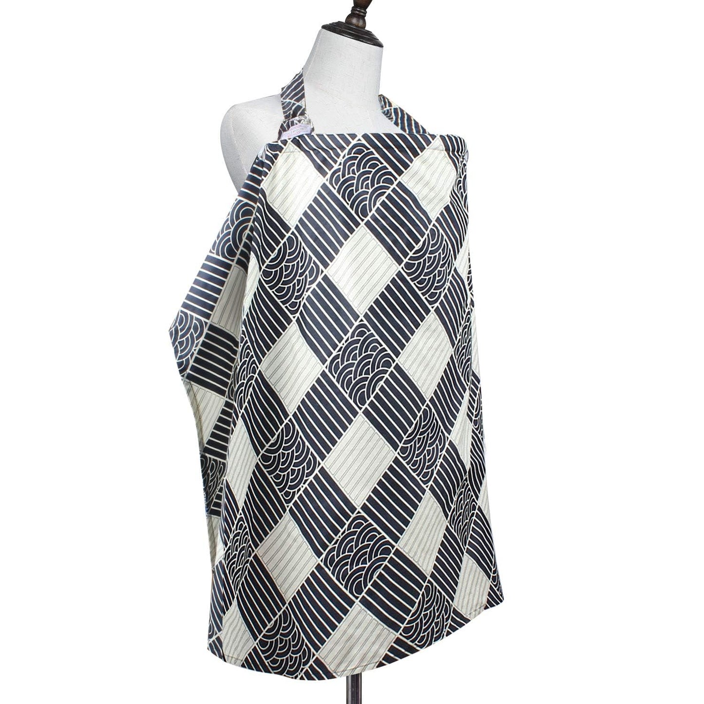 Uhinoos Nursing Cover For Mom Breastfeeding, Baby Privacy Nursing Covers Up Breathable Cotton With Ajustable Hoop For Mother(Geo