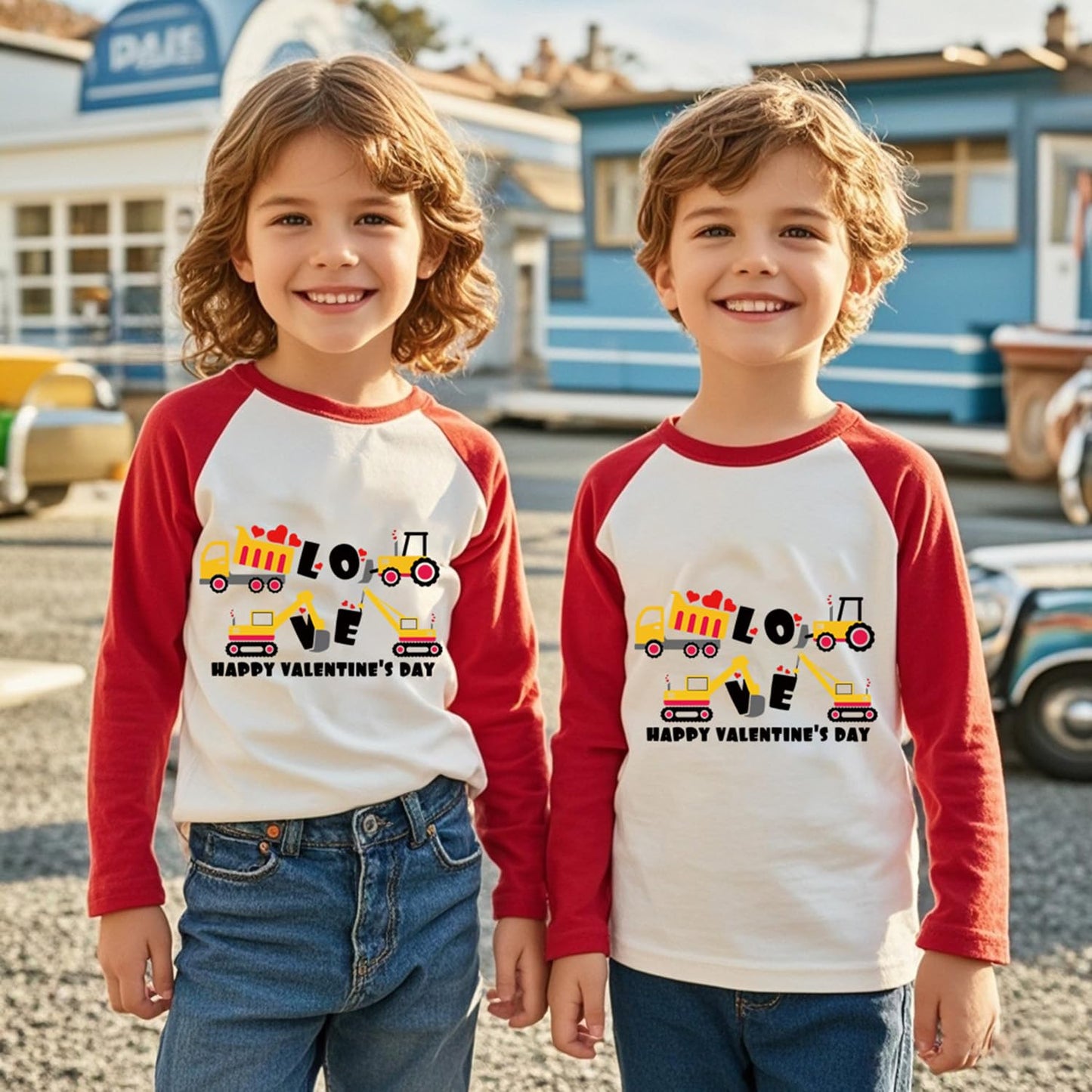 Toddler Boy Valentines Day Shirt Little Girls 6T Love Truck Long Sleeve Raglan Kids Shirts For Valentines Red Tees