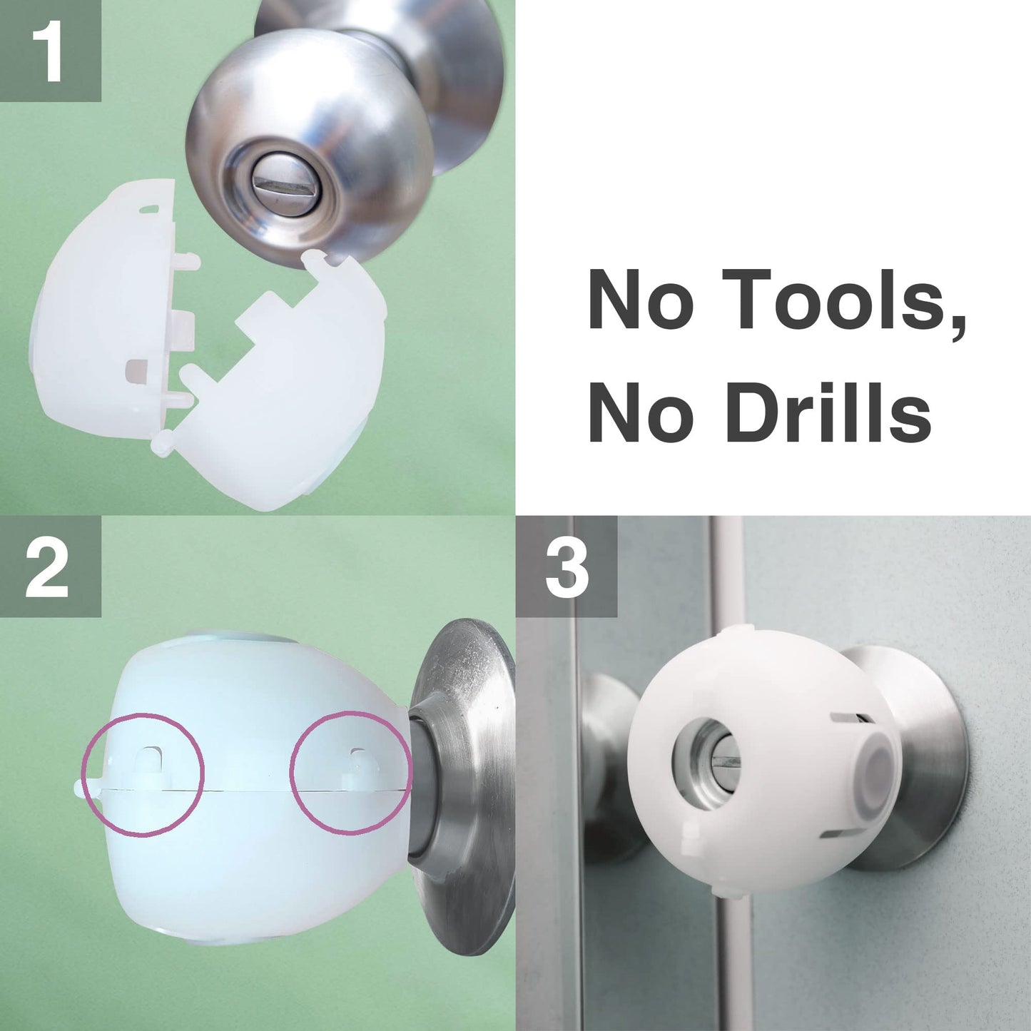 Door Knob Safety Cover For Kids, 4-Pack, White By Moonybaby