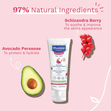 Mustela Baby Soothing Moisturizing Cream - Face Moisturizer For Very Sensitive Skin - With Natural Avocado & Schizandra Berry -