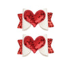 Valentine Hair Bows For Girls Cute Red Heart Hair Clips Bow Hair Accessories Party Supplies 2Pcs (Red Glitter)
