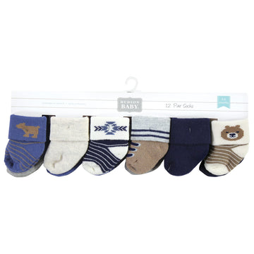 Hudson Baby Unisex Baby Cotton Rich Newborn And Terry Socks, Bear, 6-12 Months