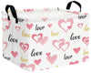 BOOHIT Valentines Day Basket for Kids Heart Shaped Empty Storage Bins for Gifts with Handles Room Decor (Pink Double Love Golden