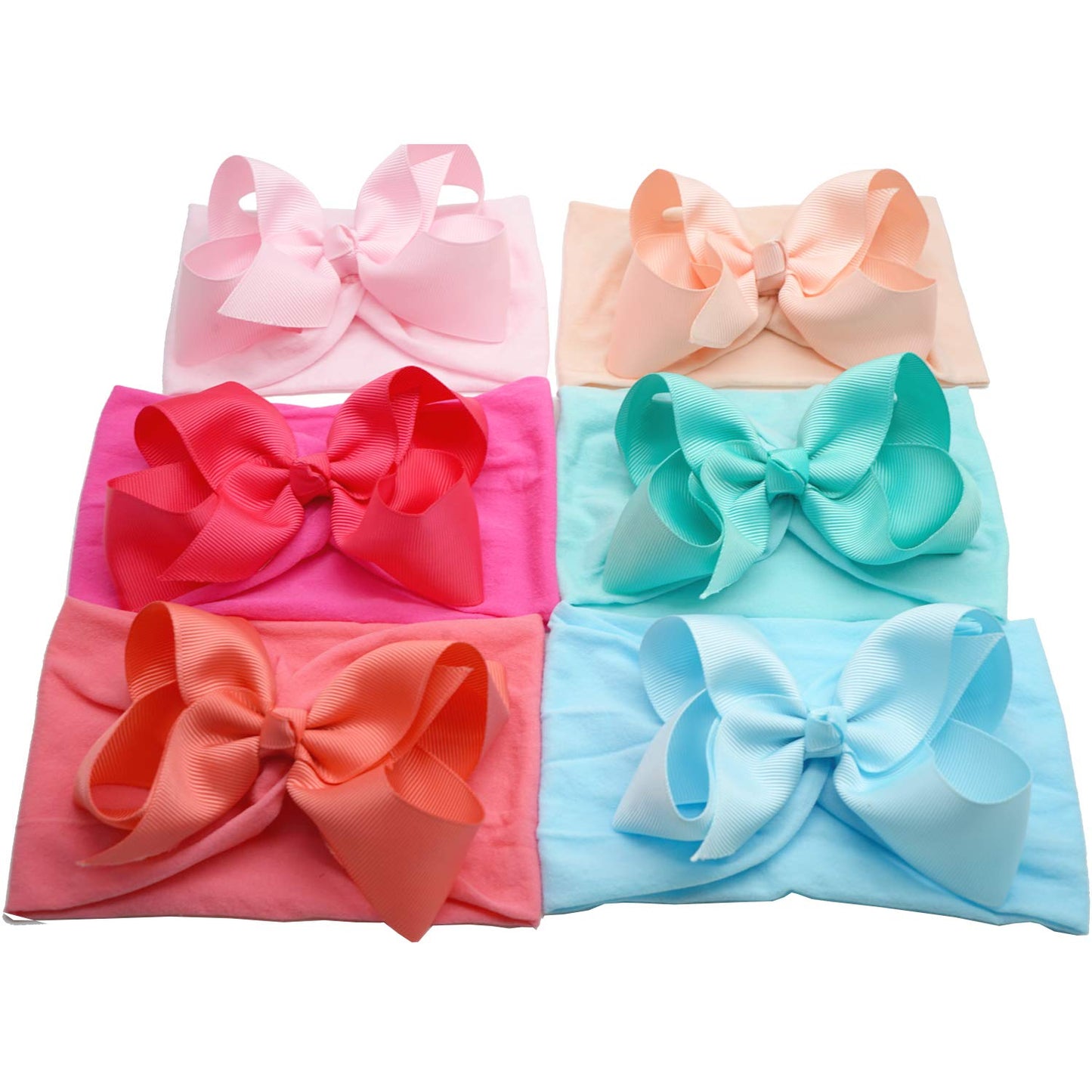 C Llot 20 Colors Baby Girl Headbands With 4.5 Inches Hair Bows Nylon Turban Head Wraps Headbands For Newborn Infants And Toddle