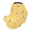 Yyzzh Cute Bee On Honey Yellow Honeycomb Pattern Stretchy Baby Car Seat Cover Infant Canopy Nursing Covers Breastfeeding Cover B