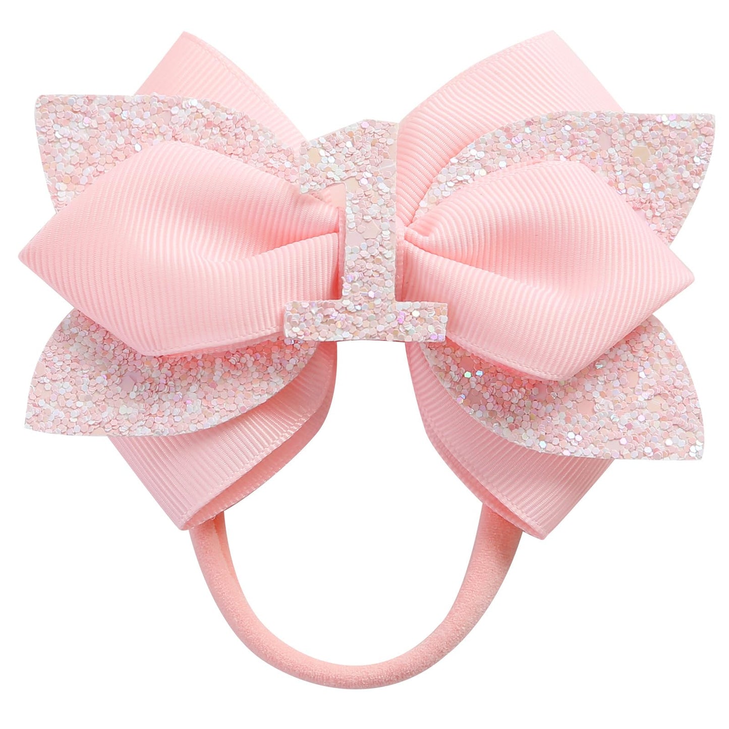 Pink Birthday Hair Bow for Baby Girls 1 2 3 4 5 6 Years Glitter Party Decoration Hair Accessories for First 1st One Birthday