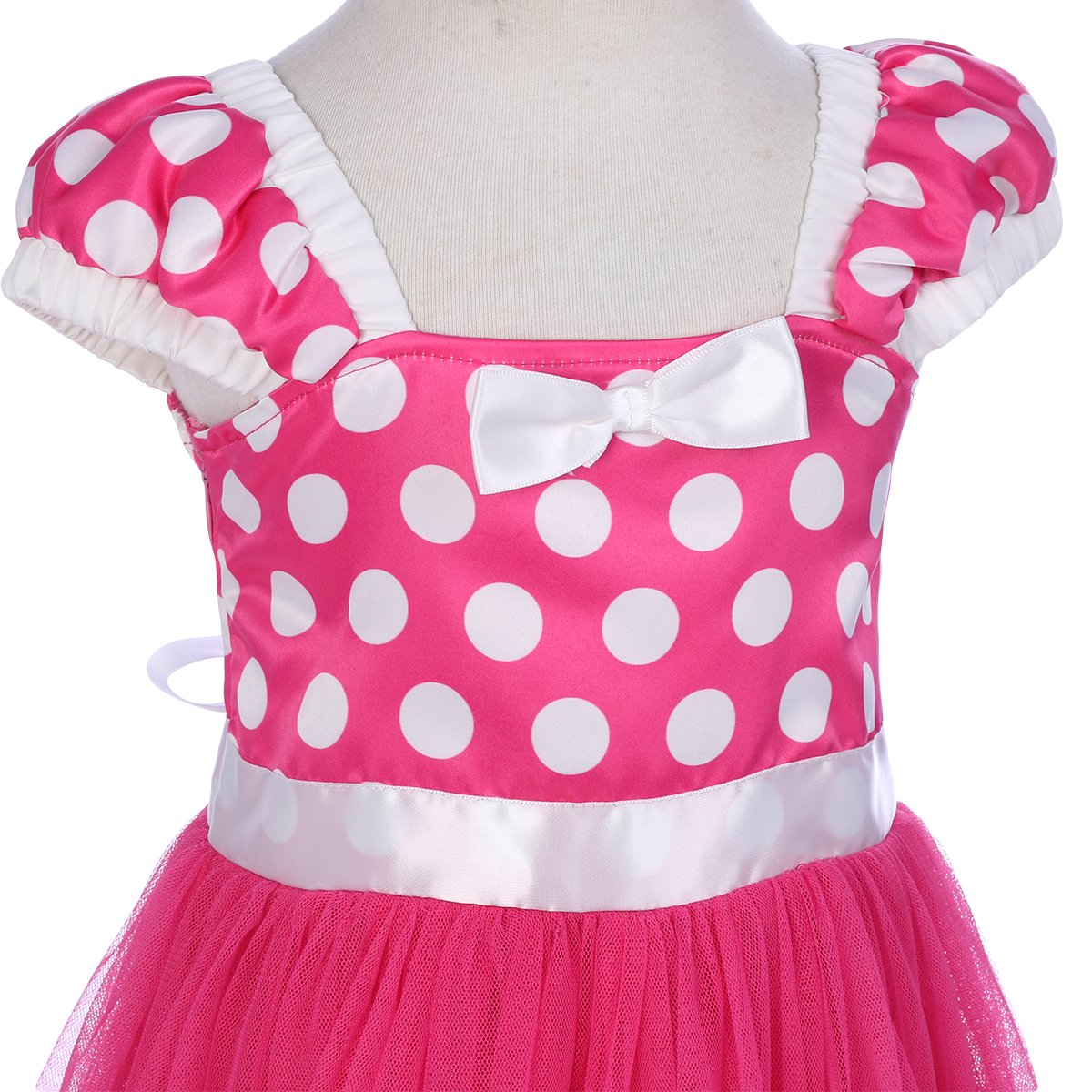 Ibtom Castle Toddlers Girls' Polka Dots Christmas Birthday Princess Leotard Costume Tutu Dress Up Bows Ears Headband Rose+3D Ear