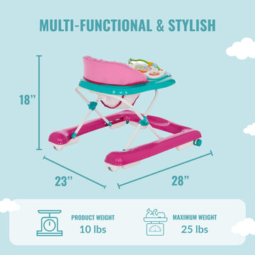 Dream On Me 2-In-1 Ava Baby Walker, Easy Convertible Baby Walker, Walk Behind, Height Adjustable Seat, Added Back Support, Detac