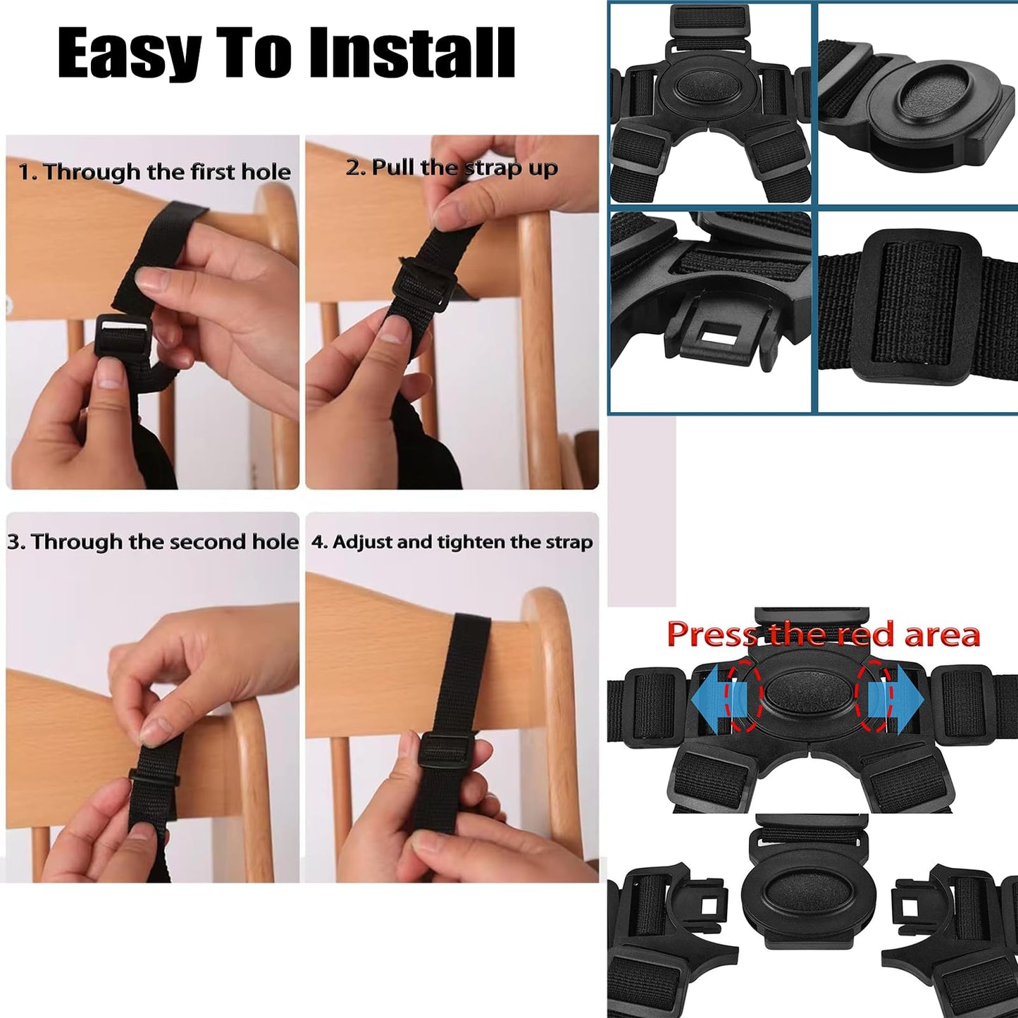 Universal 5 Point Harness Belt For Child Kid, Adjustable Harness Seat Belt Stroller For High Chair Stroller For Kids, Harness Be