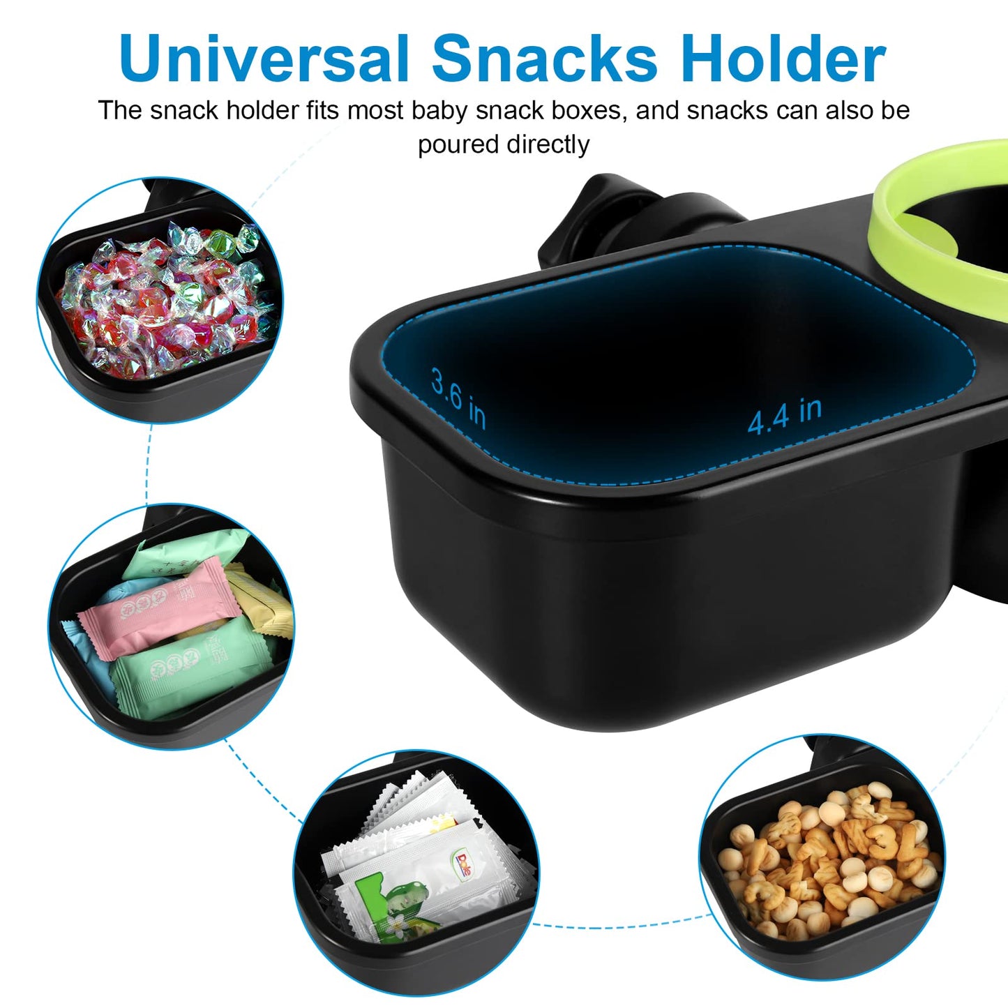 Accmor 2 In 1 Stroller Tray, Stroller Cup Holder Snack Tray, Non-Slip Grip Clip Stroller Accessory Stroller Tray Compatible With