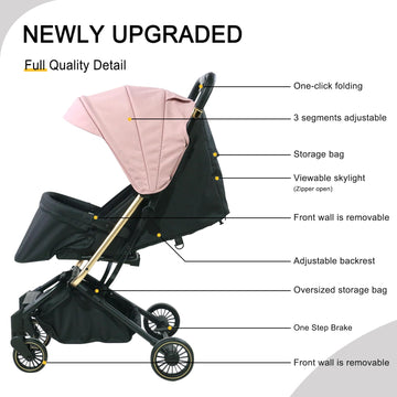 Lightweight Baby Stroller,Ultra Compact & Airplane-Friendly Travel Stroller, One-Handed Folding Stroller For Toddler, Only 13Lbs