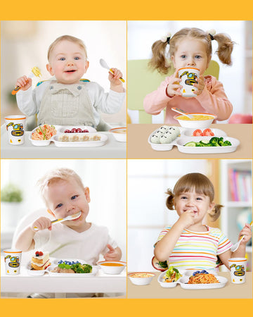 Lehoo Castle Kids Plates And Bowls Sets, Kids Dinnerware Set Includes Plate, Bowl, Cup And Tableware, Made Of Durable Material,