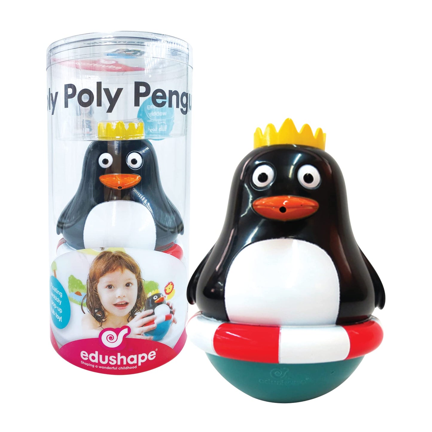 Edushape Roly Poly Penguin - Toddler Bath Toys - Early Child Development Learning Boys & Girls Water Bath Toy - Baby Bath Toys f