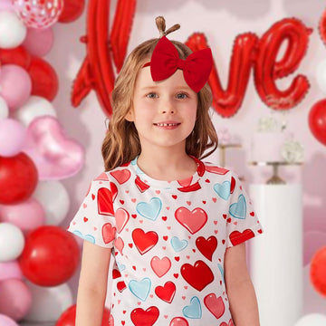 Yanjie Valentines Bows For Girls - Red And Pink Headband Bows - Newborn Valentines Day Hair Accessories - 3 Pack - Soft Nylon Ba