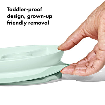 Oxo Tot Stick And Stay Suction Divided Plate - Opal