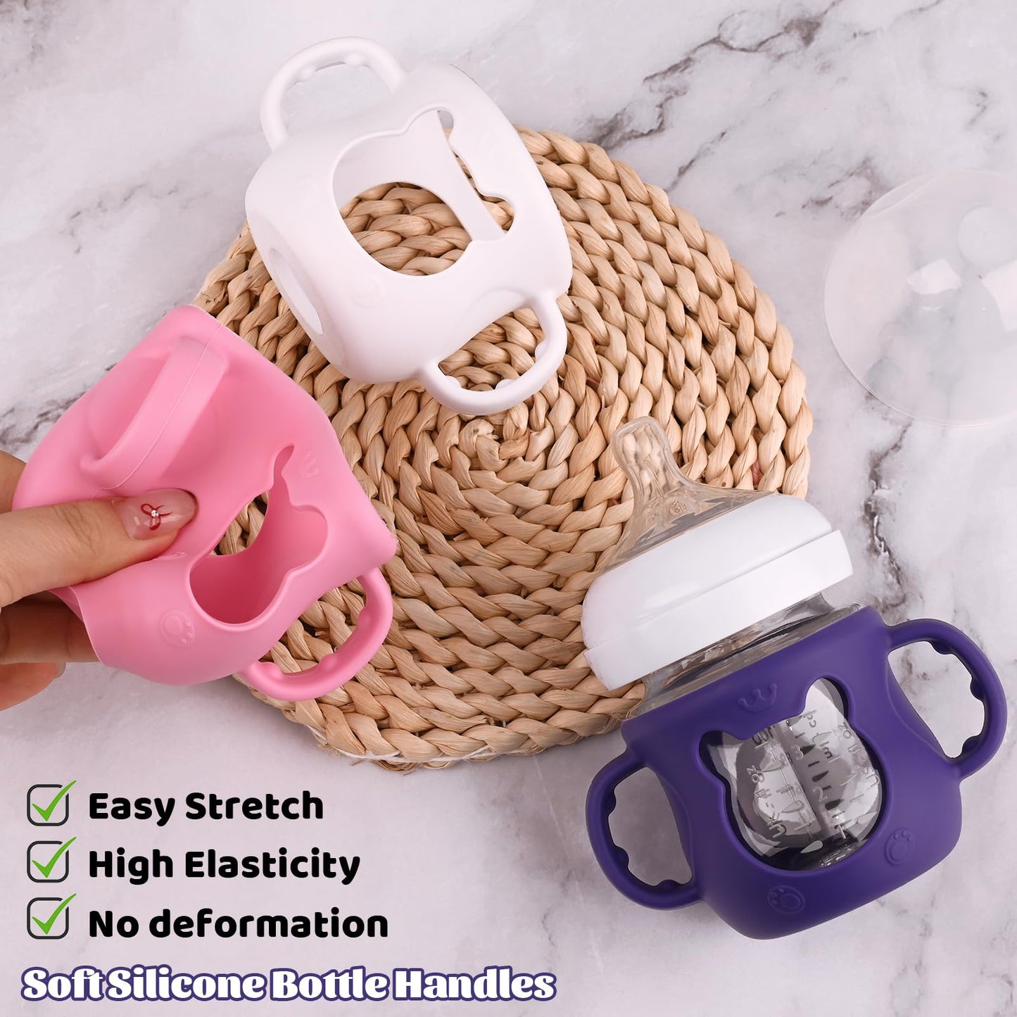 3 Pack Silicone Sleeves For Avent Natural Glass Baby Bottles, Anti Breakage Baby Bottle Sleeves With Handles, Compatible Philips