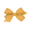 Wee Ones Girls' Classic Grosgrain Hair Bow With Scalloped Edges And Plain Wrap Center On A Weestay Hair Clip, Mini, Old Gold