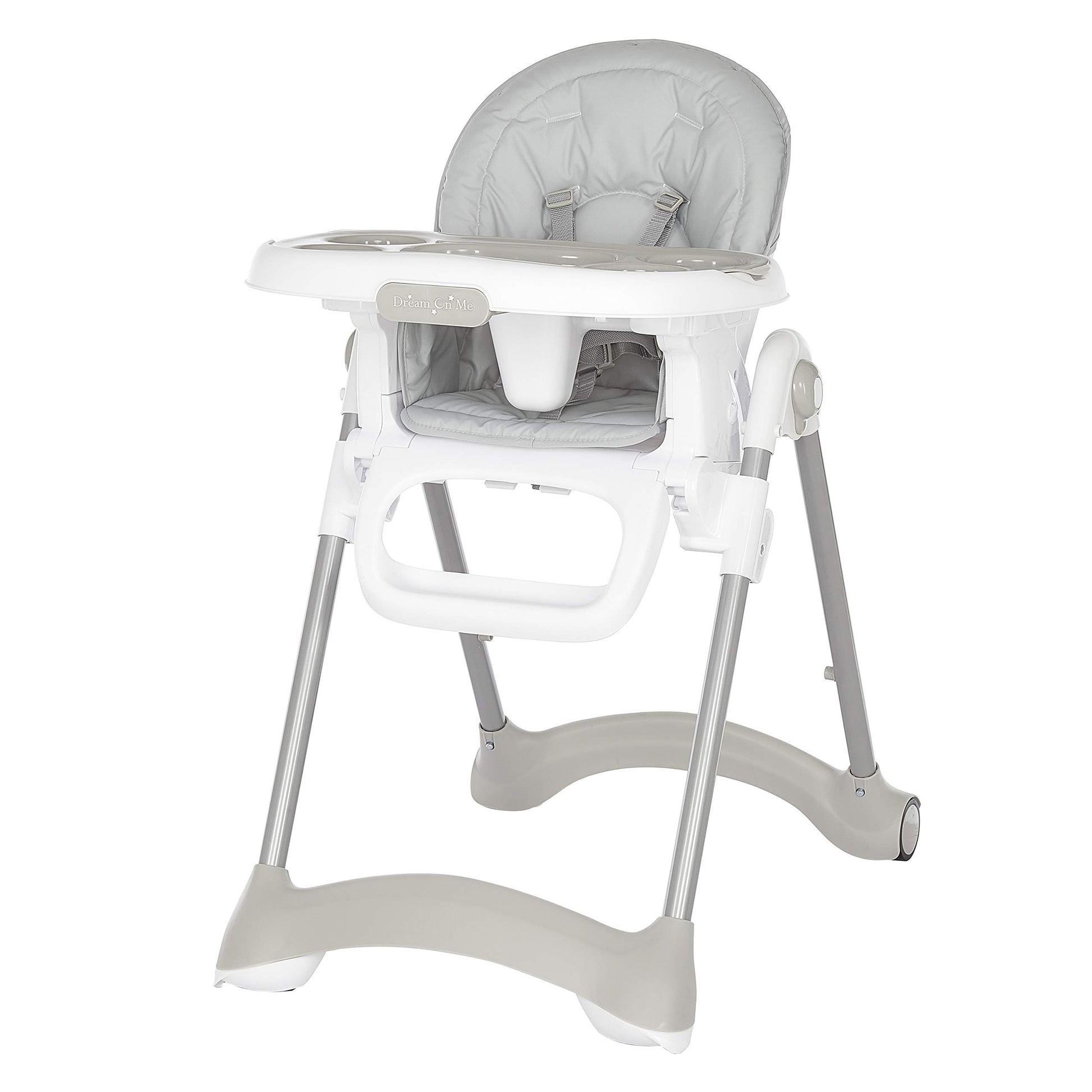 Dream On Me Solid Times High Chair For Babies And Toddlers In Grey, Multiple Recline And Height Positions, Lightweight Portable