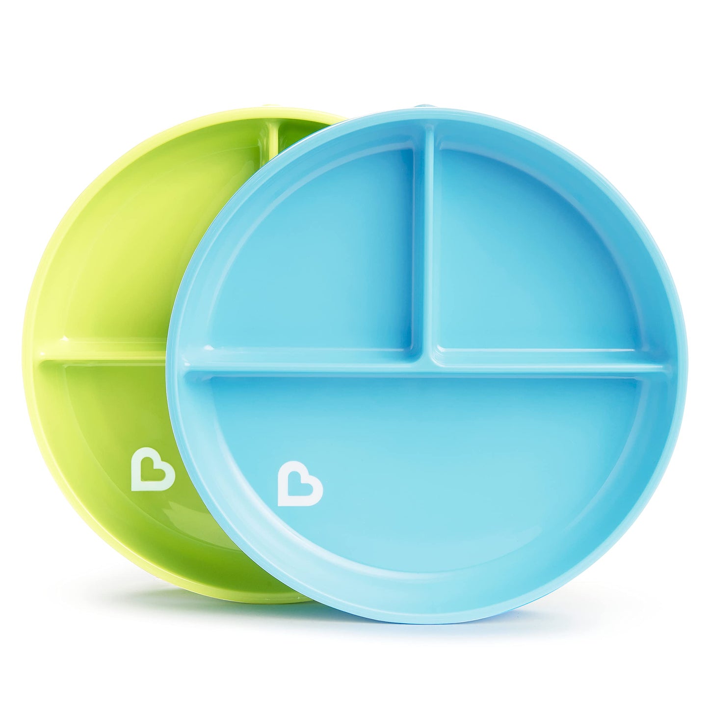 Munchkin? Stay Put? Divided Suction Toddler Plates, Blue/Green