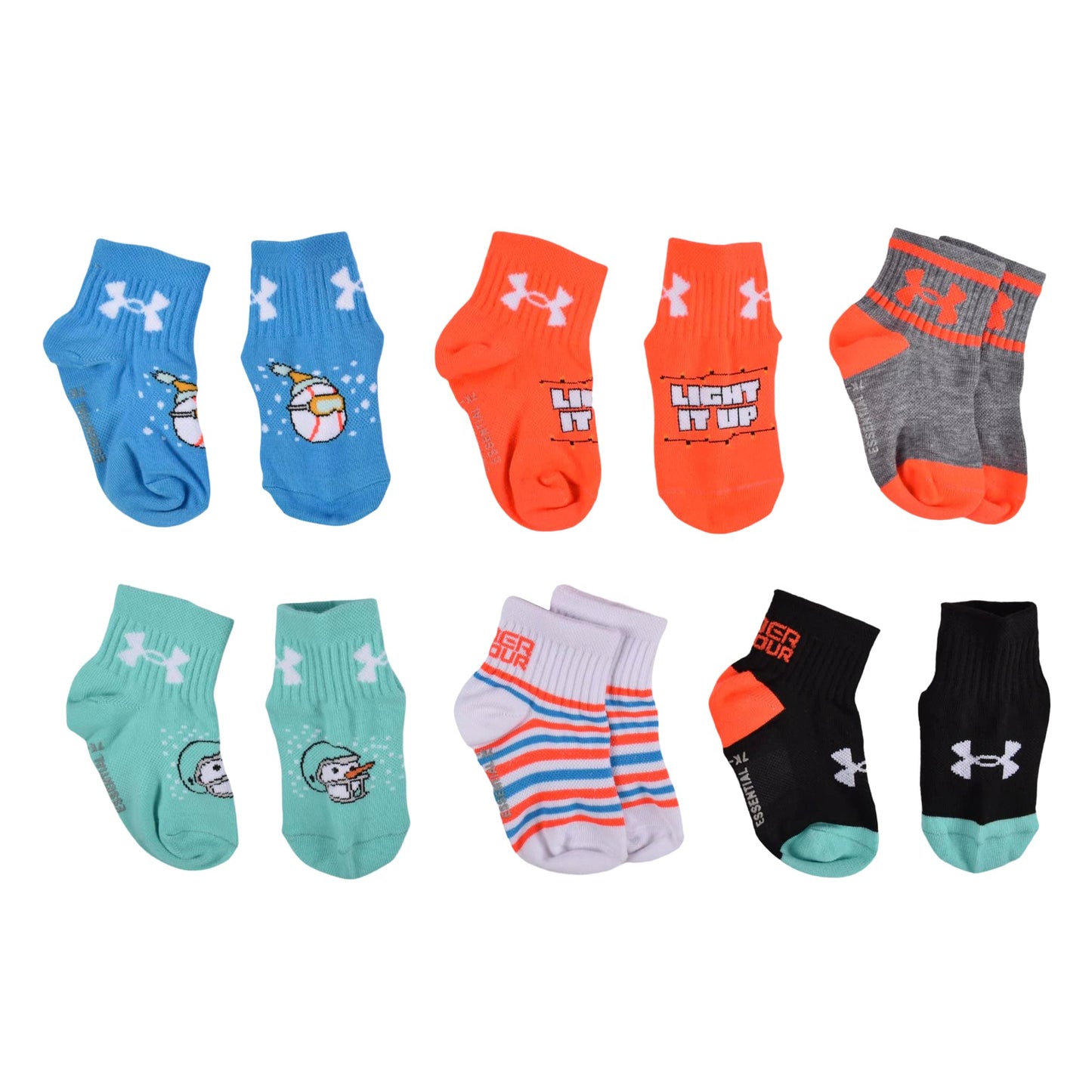 Under Armour Boys Multi Pack Quarter Sock, Holiday Multi, 0-6 Months Us