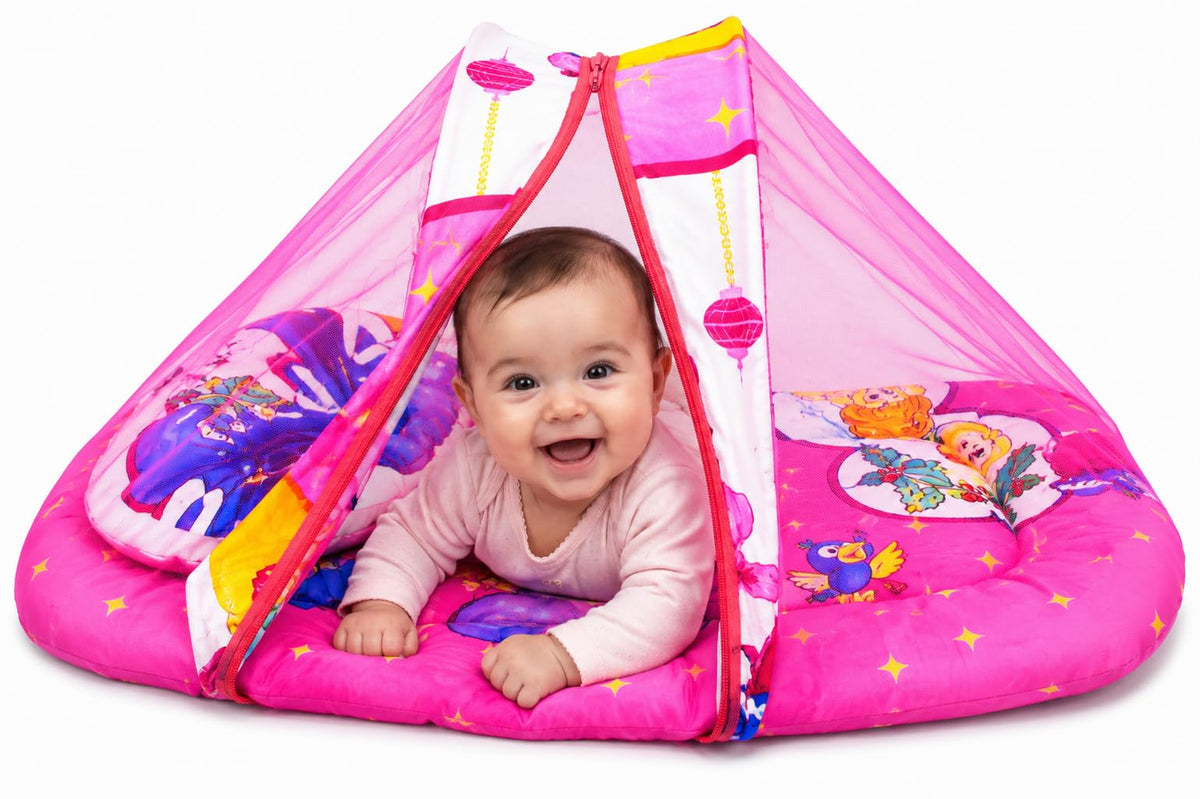 VBaby Baby Bedding Set with Mosquito Net for Newborn Baby | Infant Bed Mattress with Mosquito Net & Pillow Sleeping Bag Nest| Tr