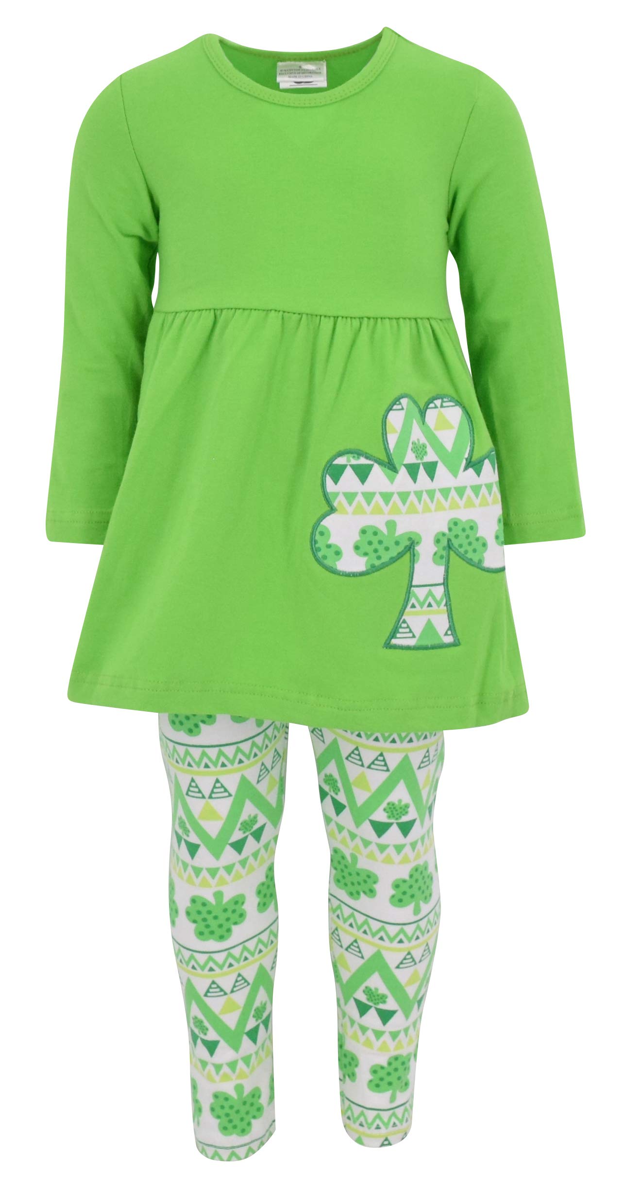 Unique Baby Girls St Patrick 'S Day Repeating Clovers Legging Set (10/5Xl, Green)
