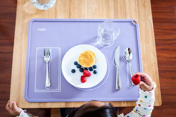 Chamos Montessori Placemat For Toddlers - Kids Silicone Mats For Dining Table - Set Of 2 - Table Setting Learning (Lavender And
