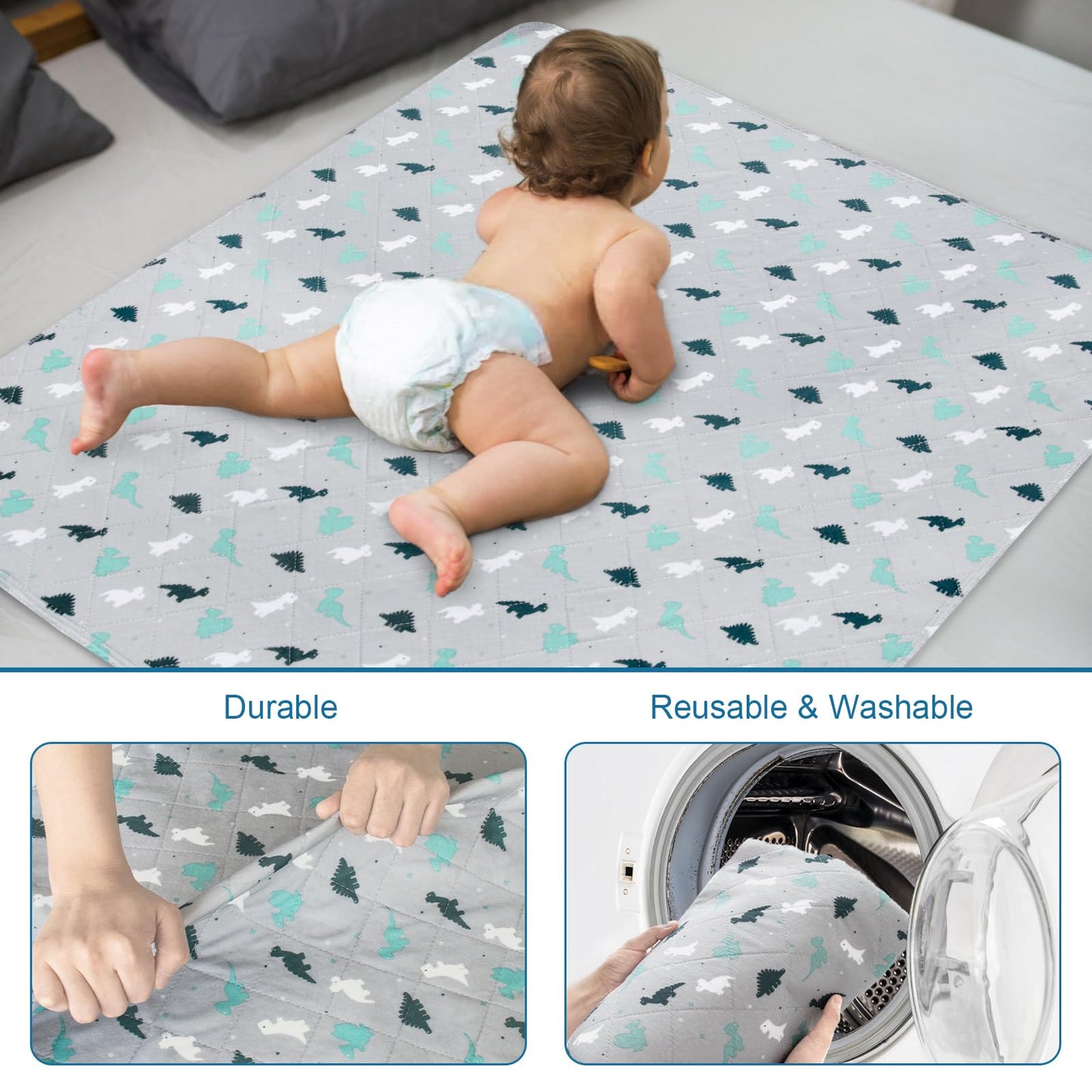 Potty Training Pee Pads For Kids, Toddlers Mattress Pad 100% Waterproof, Non Slip 34''X 36'' Bed Wetting Pad For Twin Beds, Wash