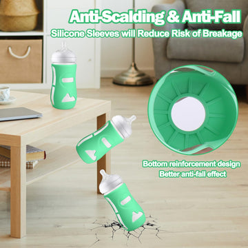 Busoha 4 Pack Silicone Sleeves For Avent Baby Bottles - Anti Breakage Baby Bottle Holder For Avent Natural Glass Baby Bottles,Co