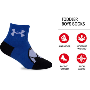 Under Armour Baby Boys Multi Pack Quad Sport Pack Essential Quarter Sock, Blue, 12-24 Months