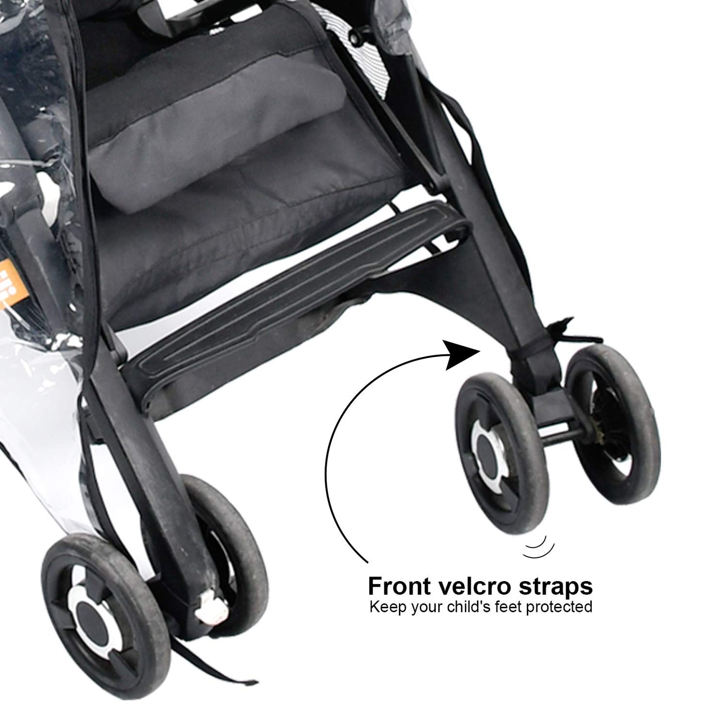 Stroller Rain Cover, Universal Black Clear Baby Travel Weather Shield For Outdoor Protection, Plastic Rain Stroller Cover For Wi