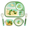 Toddler Plates And Bowls Set, Dinosaur Plate, Dinnerware Kids Feeding Set Bamboo Plate Dishes, Cartoon Kids Fork Spoon Bowl Cup